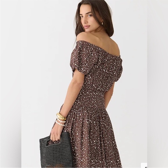 J. Crew Drop Waist Cotton Poplin Mini Dress In Mocha Floral NWT - Picture 1 of 12